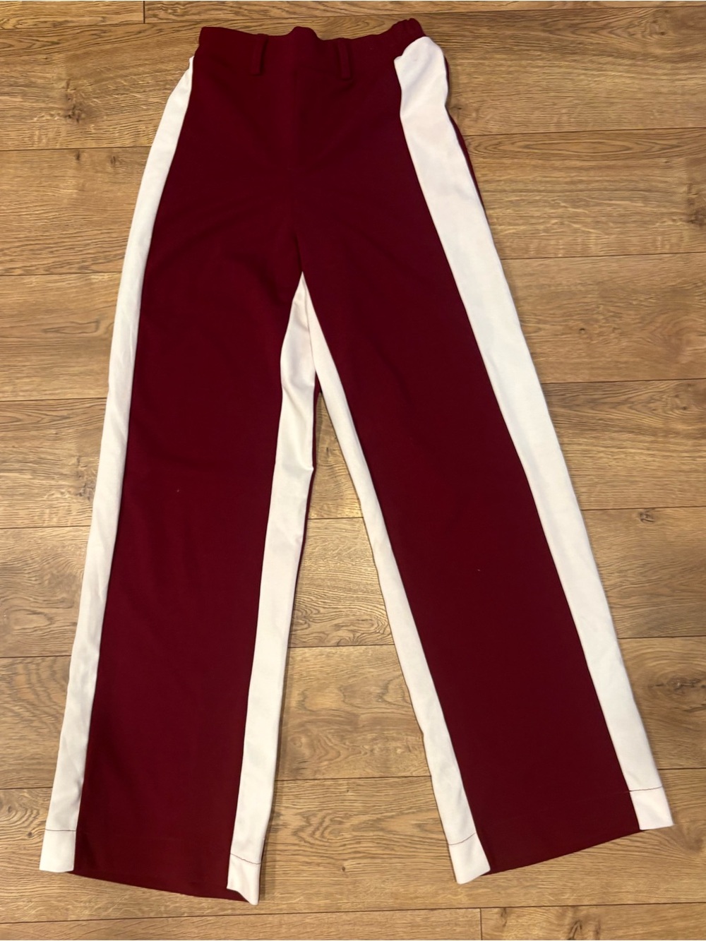 Women’s Thread & States Wine Colored Wide-Leg Trousers with White Side Stripe